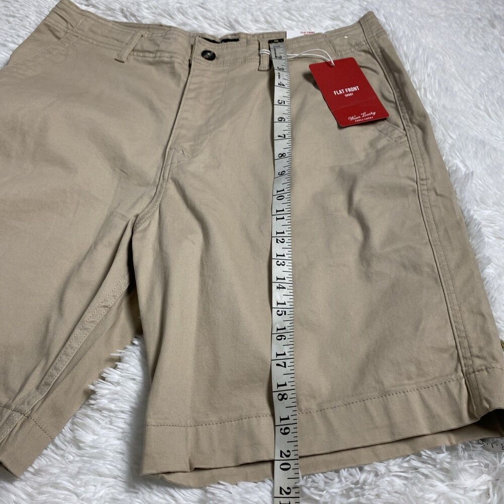 Lucky Brand Khaki Flat Front Chino Shorts Mens Size 33 Casual Stretch 9" Pockets - Picture 6 of 14